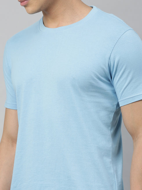 Sky Blue solid Crew Neck T-shirt